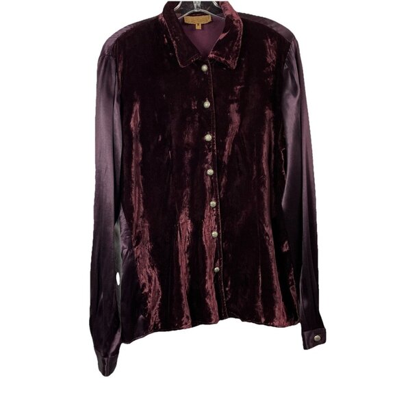 M Double D Ranch USA velvet top wine burgundy conch buttons - Picture 6 of 6